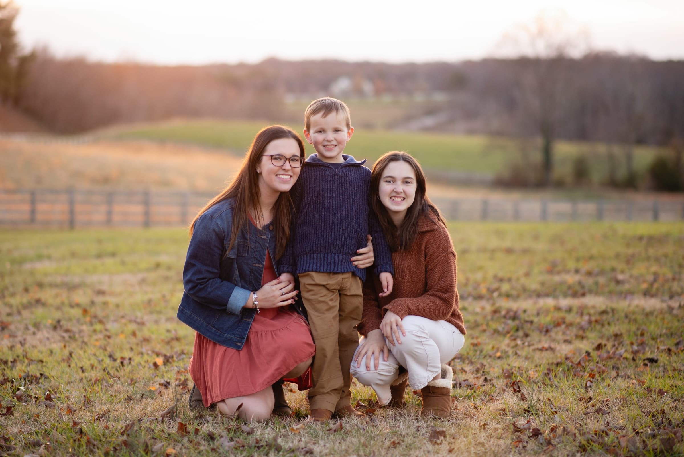 Mother with her children in the countryside