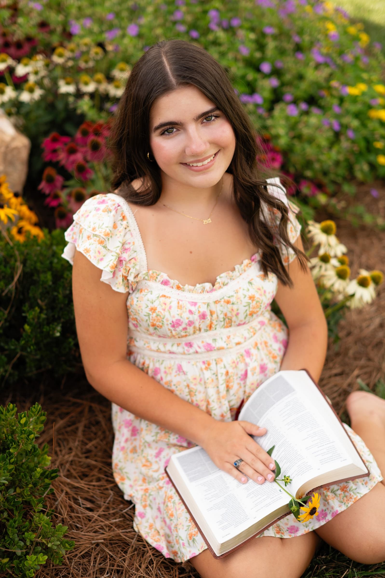 Bright floral senior portrait