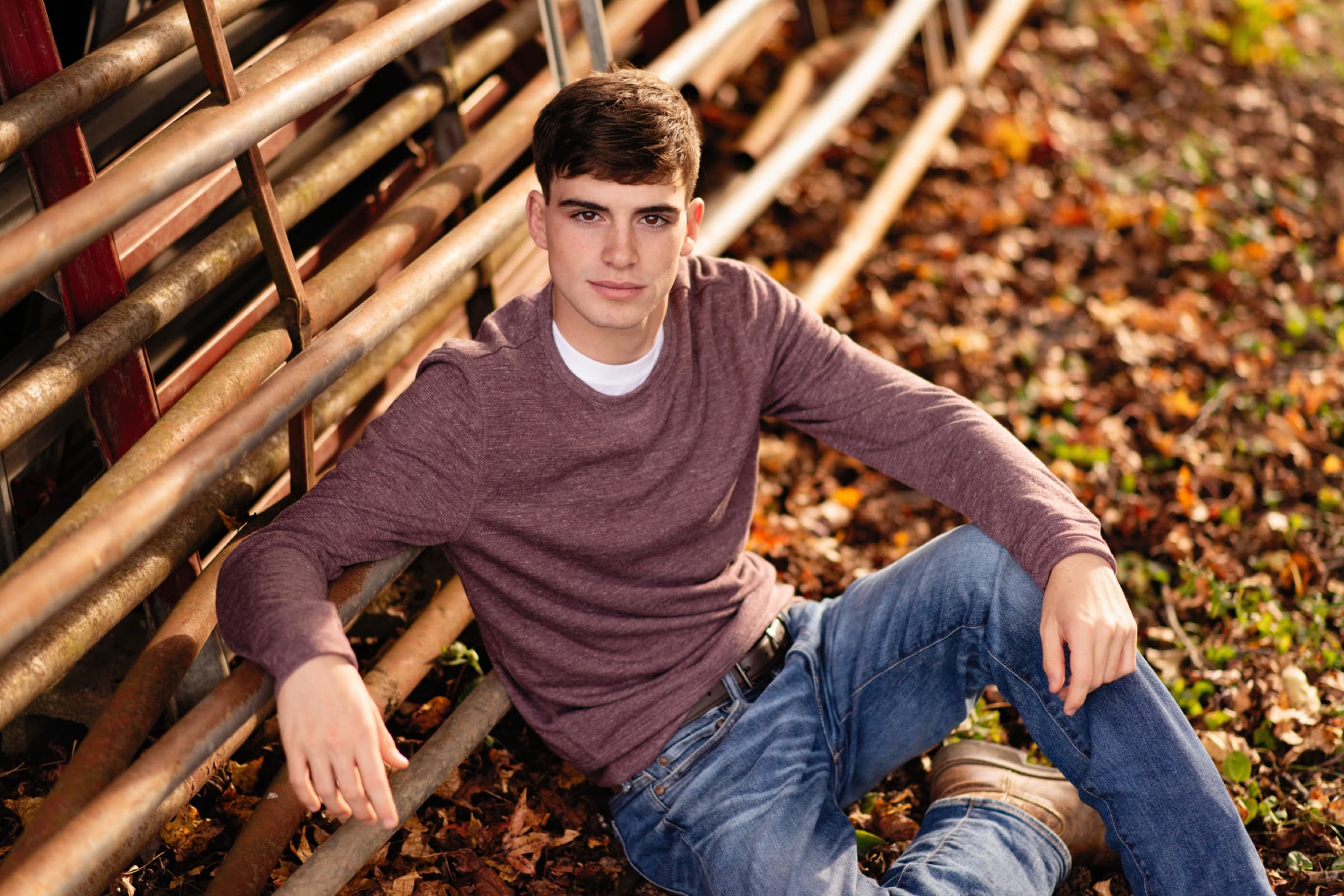 Editorial senior boy portrait in autumn